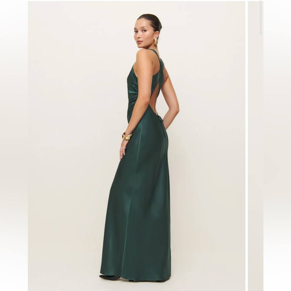 Reformation Anaiis Silk Dress - Forest Green